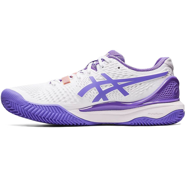 1042A226-101 Asics Women's Gel-Resolution 9 Clay Tennis Shoes (White/Amethyst)