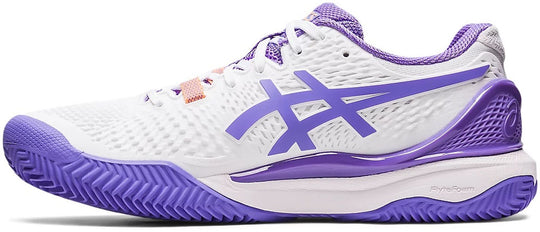 1042A226-101 Asics Women's Gel Resolution 9 Clay Tennis Shoes (White/Amethyst)