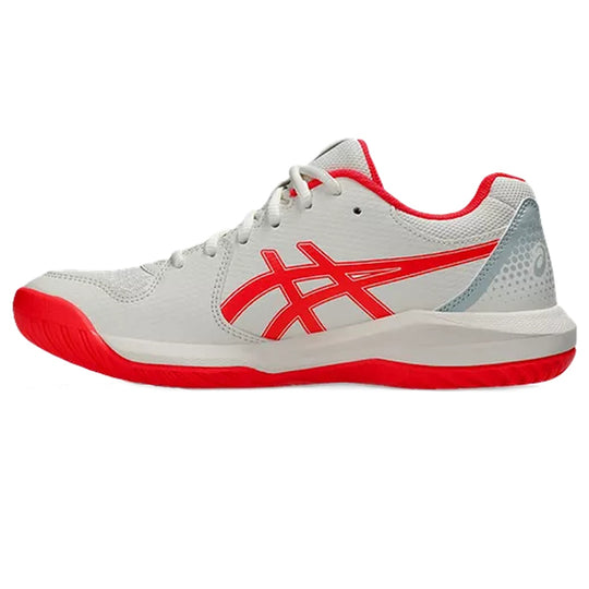 1042A236-103 Asics Women's Gel-Dedicate 8 Pickleball Shoes (Cream/Flash Red)
