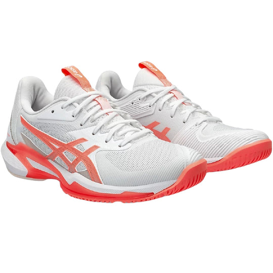 1042A250-100 Asics Women's Solution Speed FF 3 Tennis Shoes (White/Sun Coral)