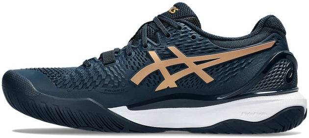1042A268-960 Asics Women's Gel-Resolution 9 Tennis Shoes (French Blue Pure Gold)