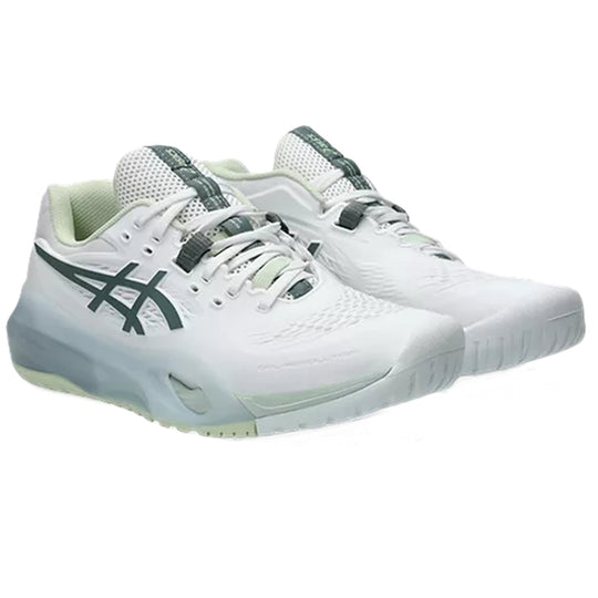 1042A278-102 Asics Women's Gel-Resolution X Wide Tennis Shoes (White/Monument Blue)
