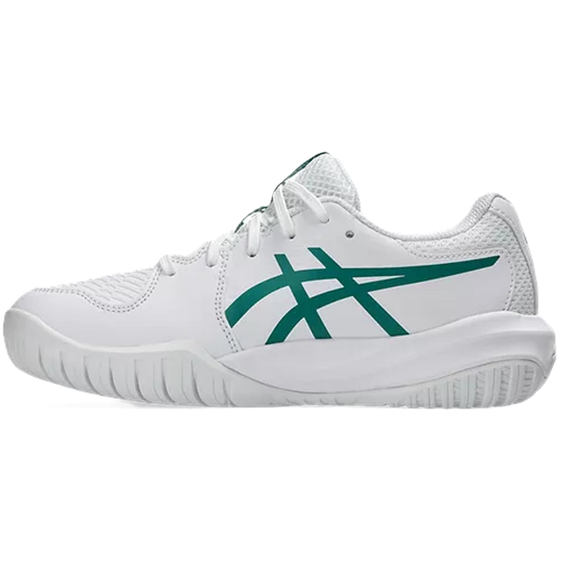 1044A081-101 Asics Juniors Gel-Resolution X GS Tennis Shoes (White/Pitch Green)