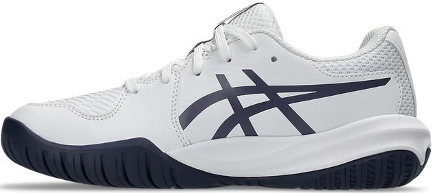 1044A081-110 Asics Juniors Gel-Resolution X GS Tennis Shoes (White Greyish/Purple)