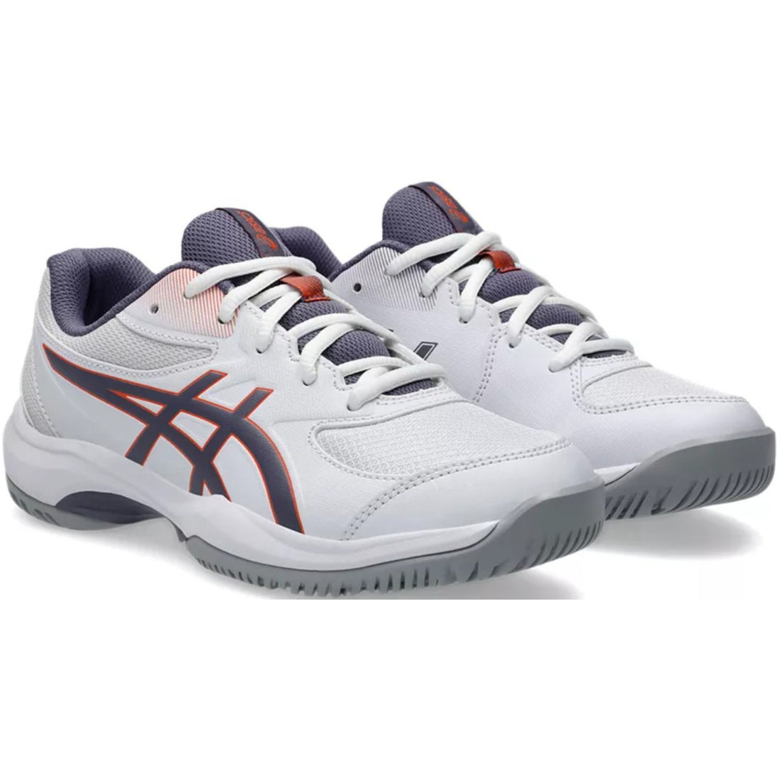 1044A083-110 Asics Juniors Gel-Game GS Tennis Shoes (White/Greyish Purple)