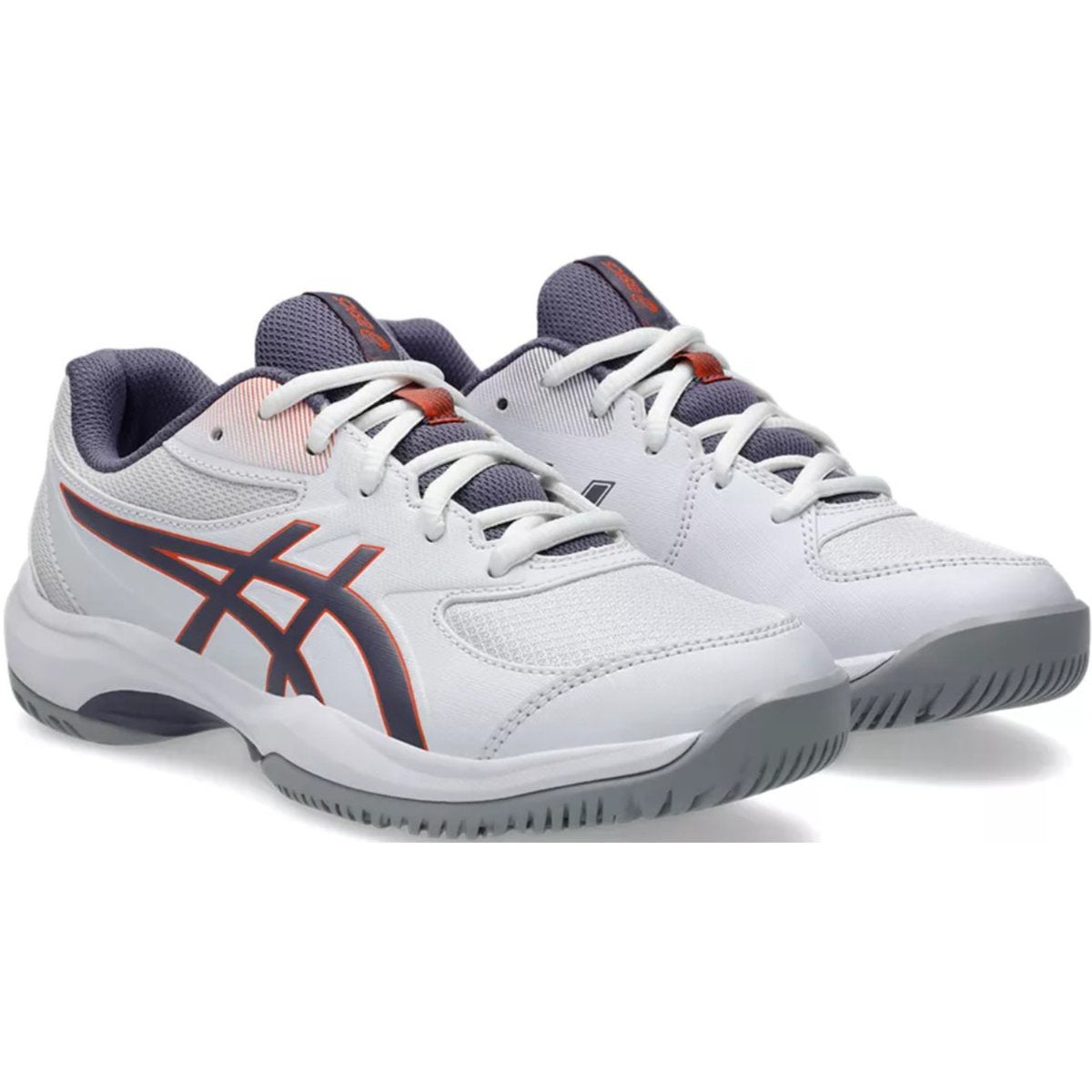 1044A083-110 Asics Juniors Gel-Game GS Tennis Shoes (White/Greyish Purple)