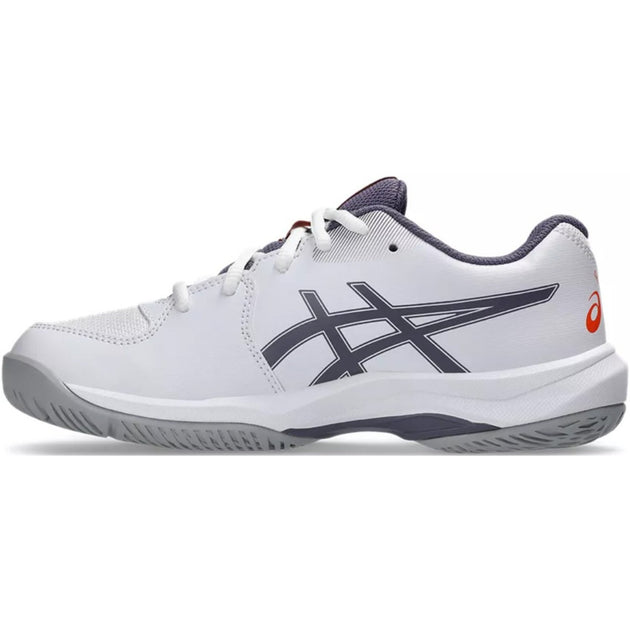 1044A083-110 Asics Juniors Gel-Game GS Tennis Shoes (White/Greyish Purple)