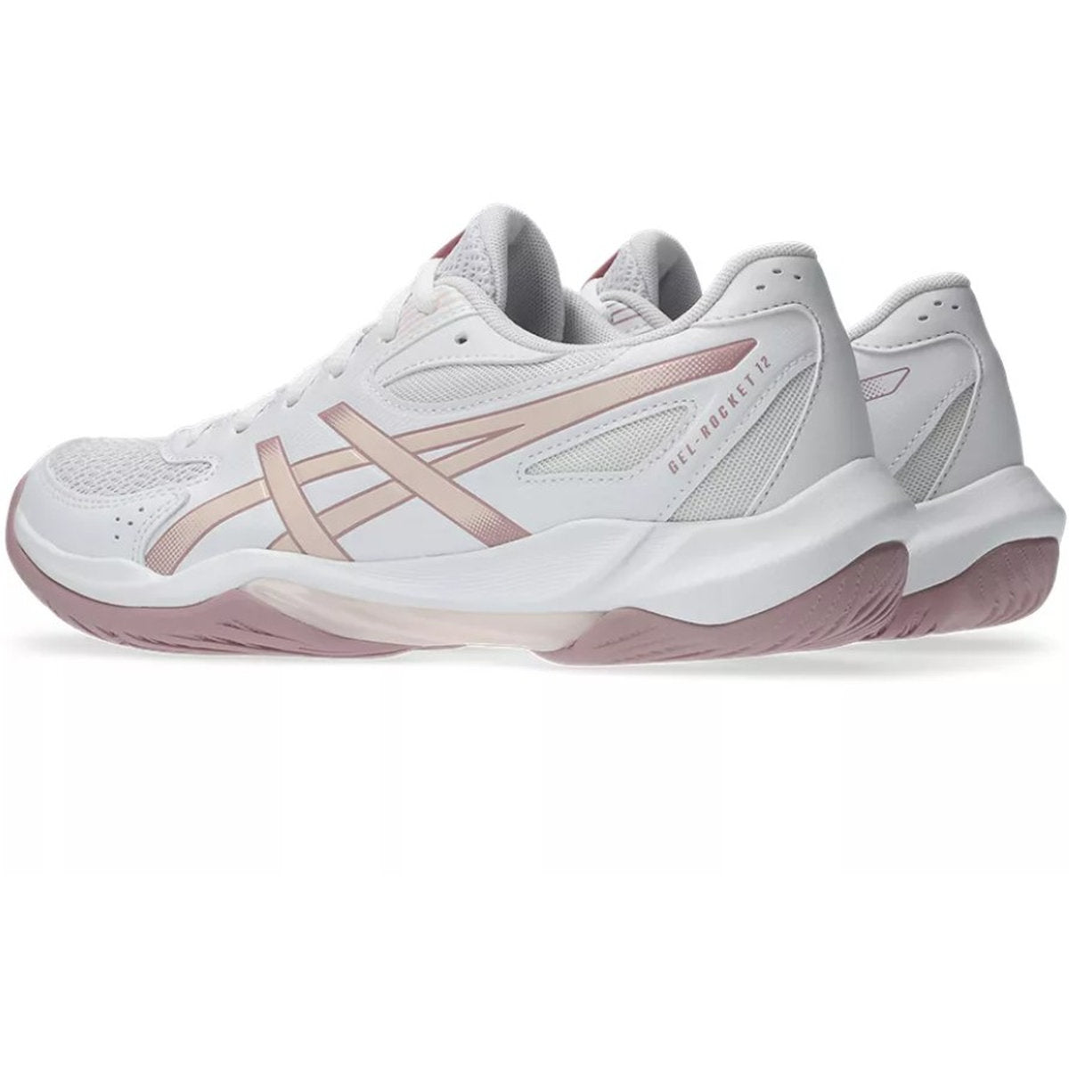 Asics Women's Rocket 12 Volleyball Shoes (White/Pearl Pink)