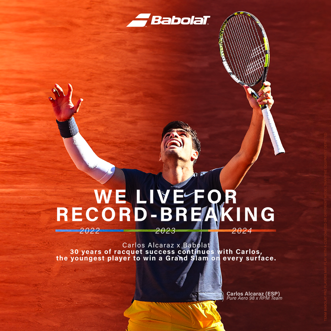 Carlos Alcaraz and his Babolat Pure Aero 98 & RPM Team triumph in Paris