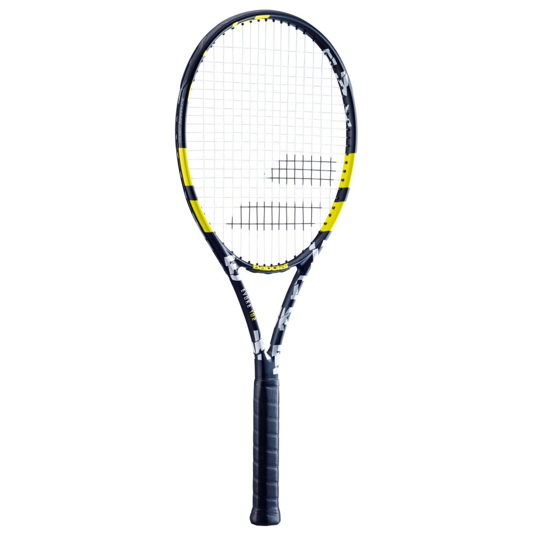 121222-142 Babolat Evoke 102 Strung Tennis Racquet (Black/Yellow)