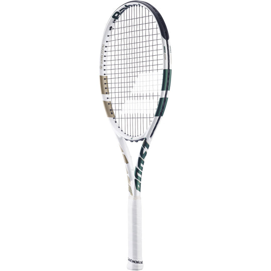 121259-100 Babolat Boost Drive Wimbledon Strung Tennis Racquet (White/Champagne Green)