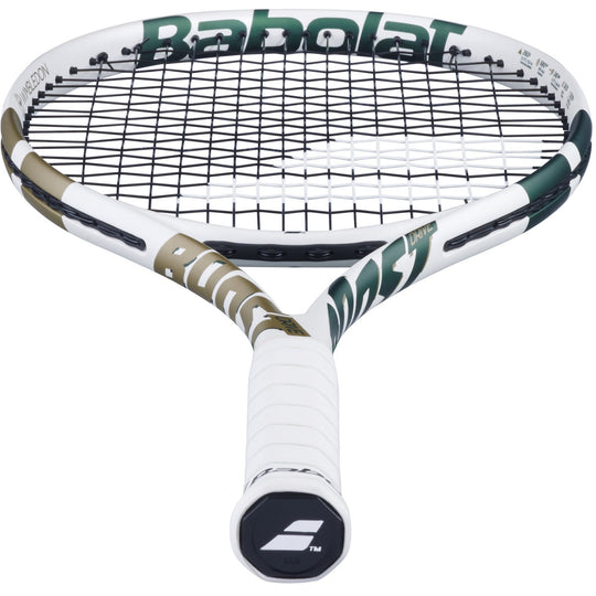 121259-100 Babolat Boost Drive Wimbledon Strung Tennis Racquet (White/Champagne Green)