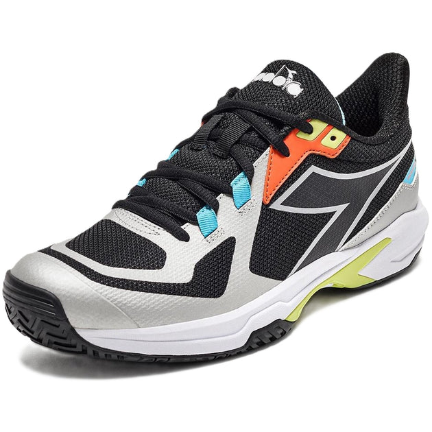 179104-D0945 Diadora Men's Trofeo 2 All Ground Pickleball Shoes (Black/Silver/Daiquiri Green)