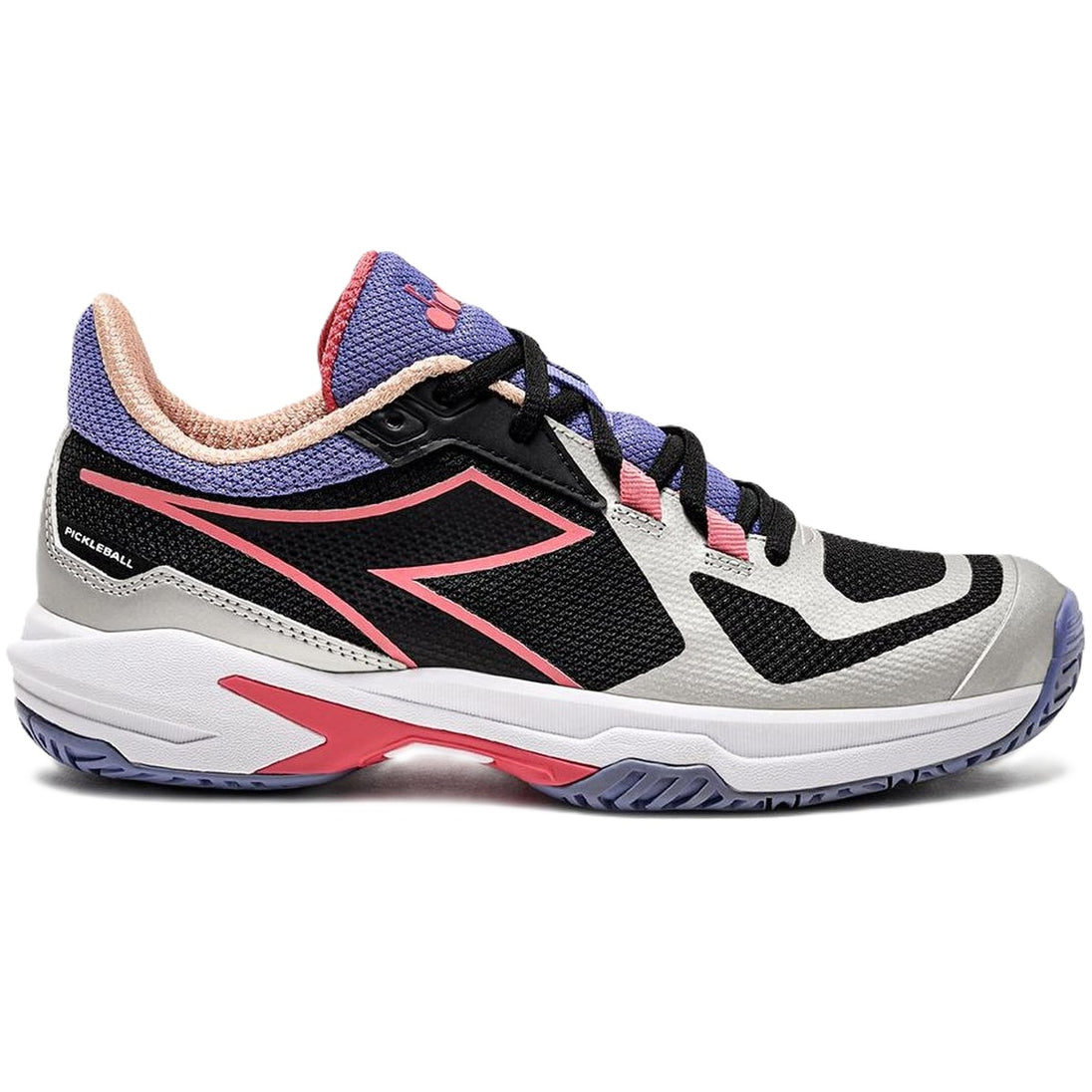 179105-D0947 Diadora Women's Trofeo 2 All Ground Pickleball Shoes (Black/Calypso Coral)