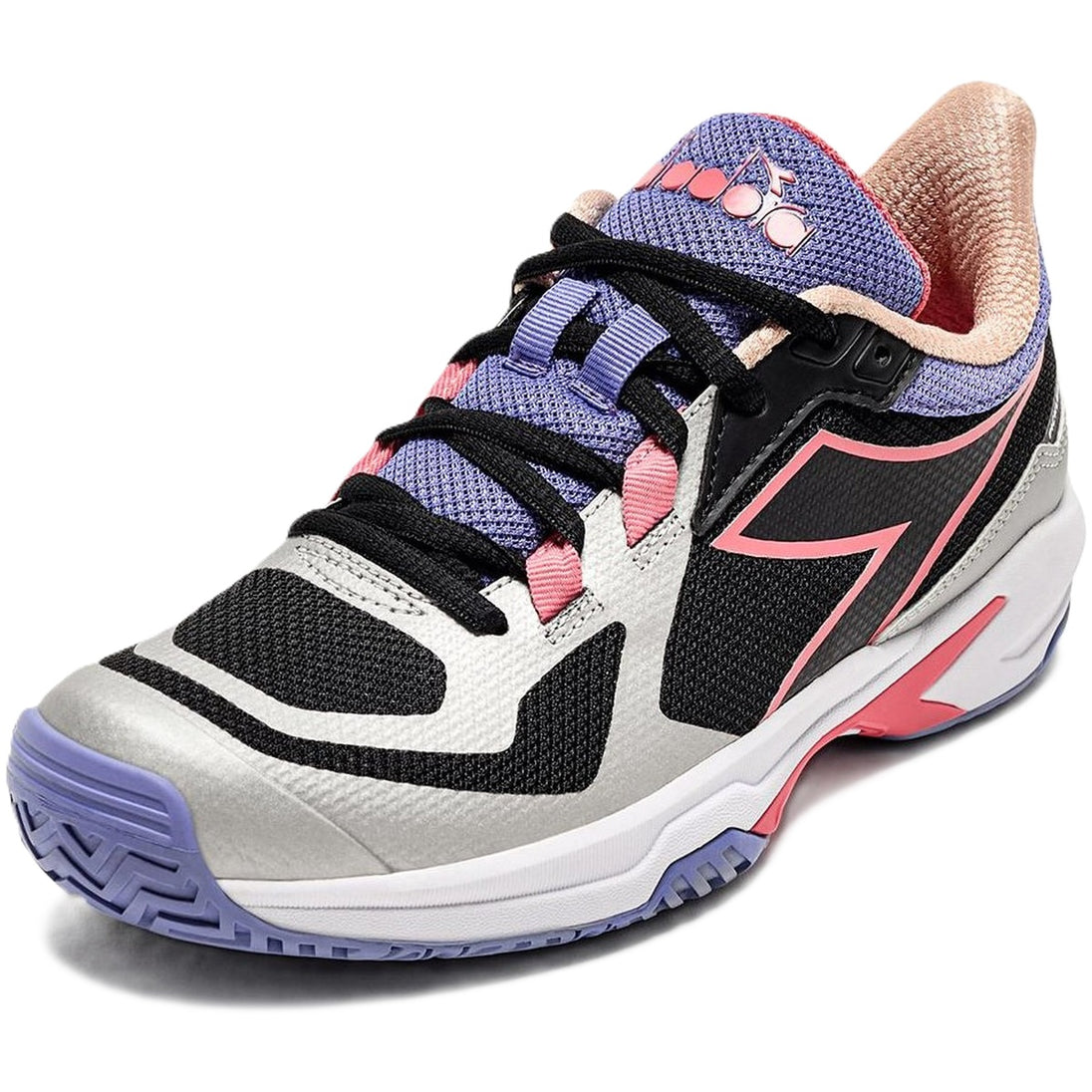 179105-D0947 Diadora Women's Trofeo 2 All Ground Pickleball Shoes (Black/Calypso Coral)