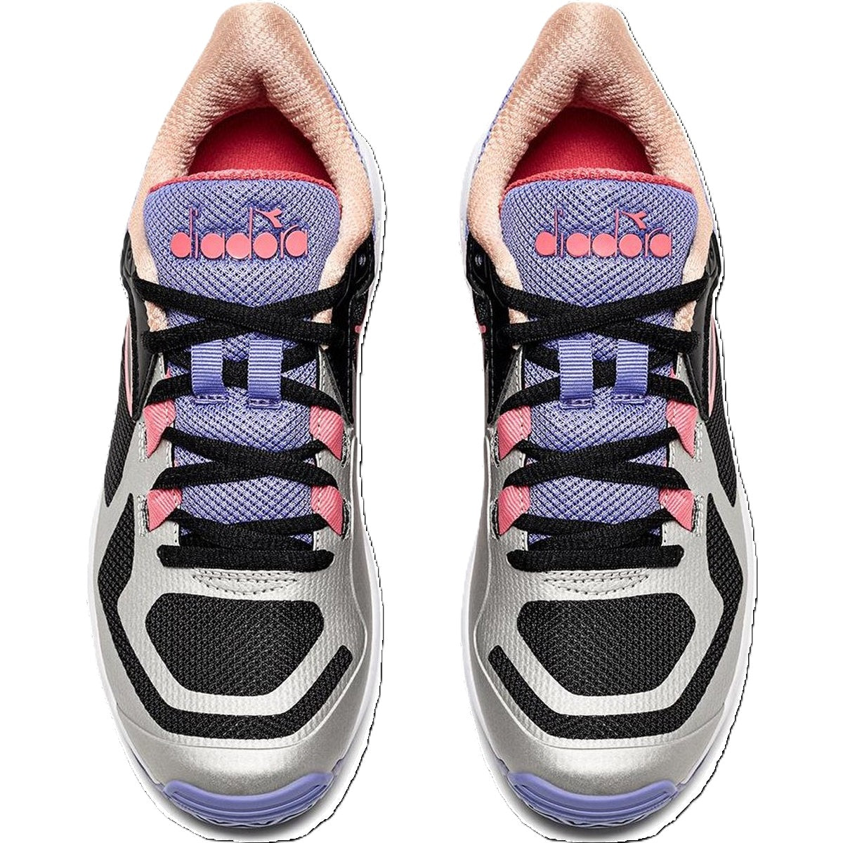 179105-D0947 Diadora Women's Trofeo 2 All Ground Pickleball Shoes (Black/Calypso Coral)