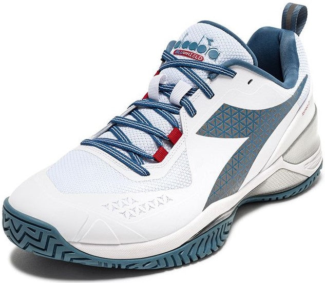 179502-D0842 Diadora Men's Blushield Torneo 2 All Ground Tennis Shoes (White/Oceanview/Salsa)