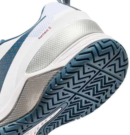 179502-D0842 Diadora Men's Blushield Torneo 2 All Ground Tennis Shoes (White/Oceanview/Salsa)