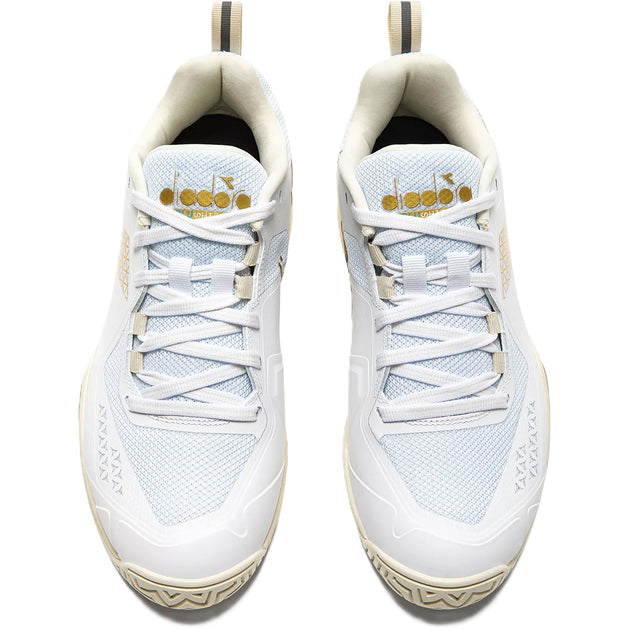 179503-C1070 Diadora Women's Blushield Torneo 2 All Ground Tennis Shoes (White/Gold)