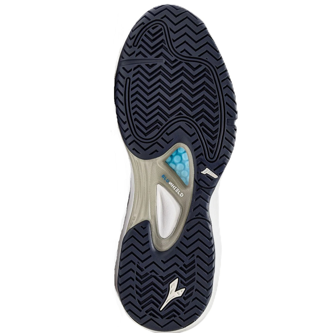 179507-C1494 Diadora Men's Speed Blushield Fly 4+ AG Tennis Shoes (White/Blue Corsair)