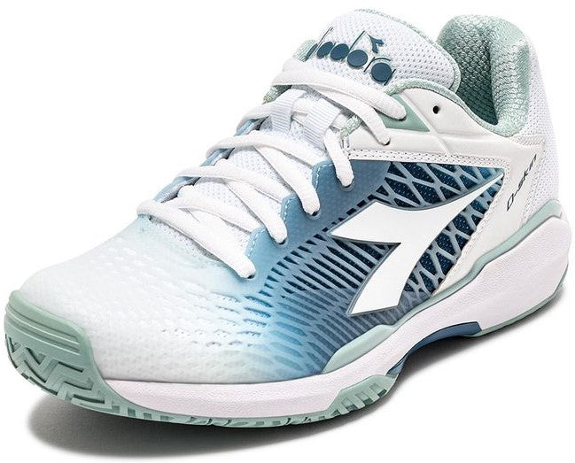 180615-D0845 Diadora Women's Speed Competition 7+ All Ground Tennis Shoe (White/Surf Spray/Legion Blue)