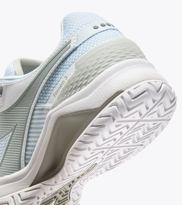 181467-C6103 Diadora Women's Blushield Torneo 3 All Ground Tennis Shoes (White/Silver)