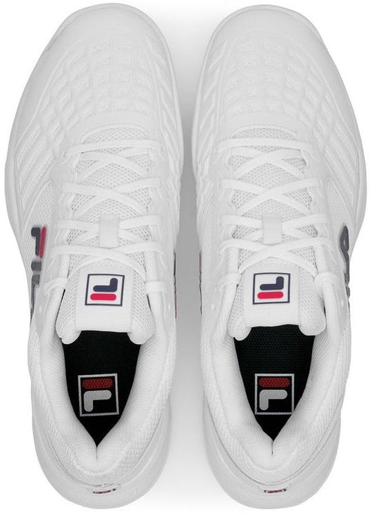 1TM01987-125 Fila Men's Axilus 3 Tennis Shoes (White/Fila Navy/Fila Red)
