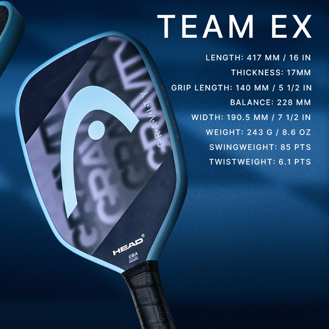 200224 Head Gravity Team EX Pickleball Paddle (Grey)