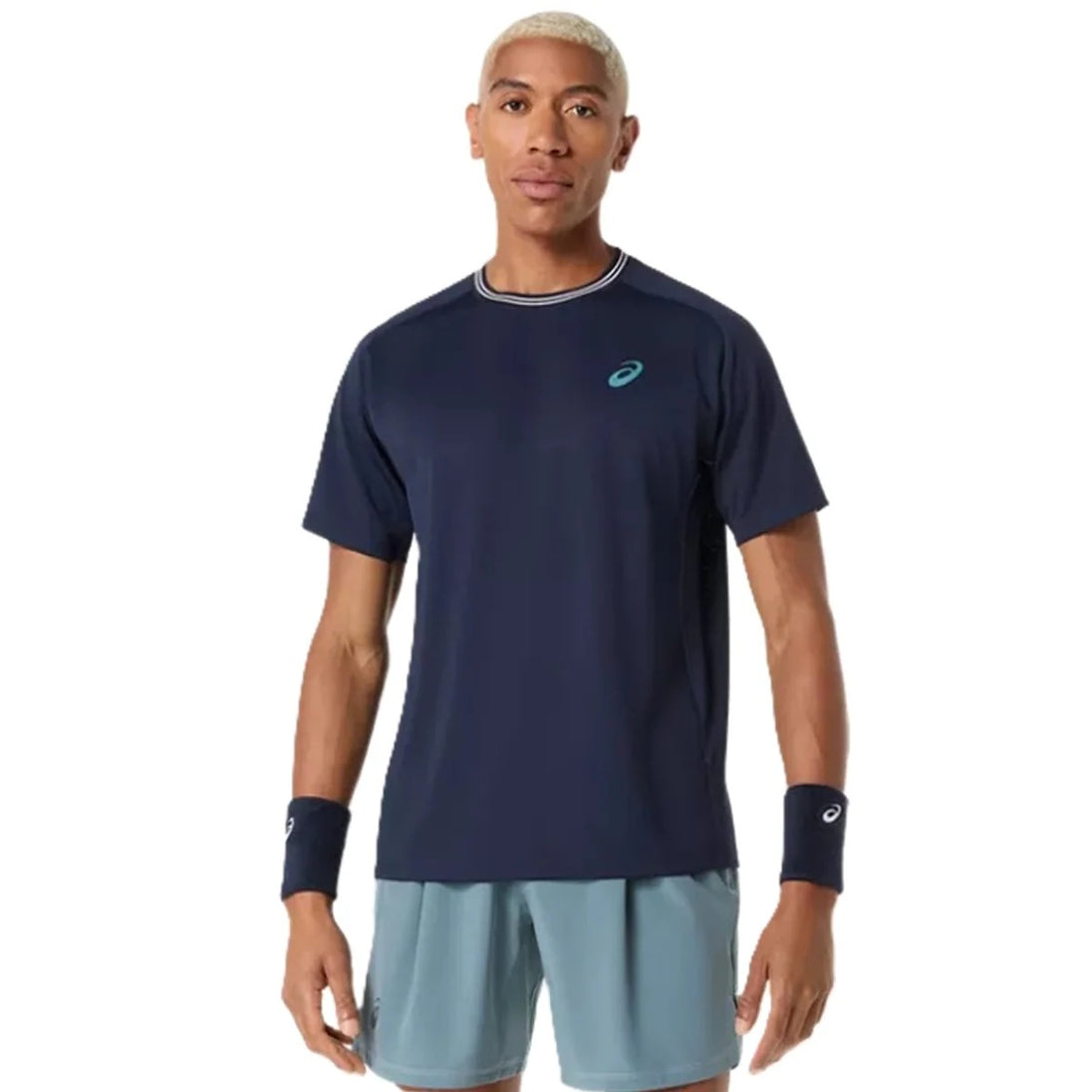 Asics Men's Game Short Sleeve Tops - front of midnight color