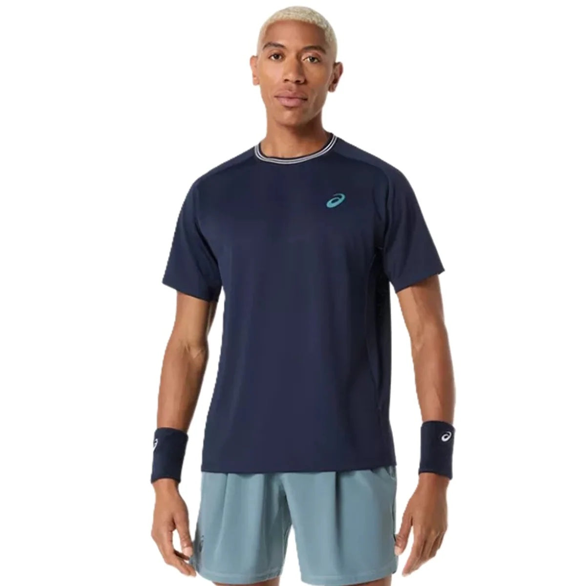 Asics Men's Game Short Sleeve Tops - front of midnight color