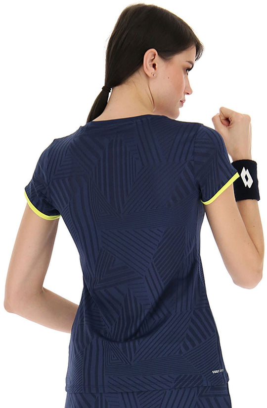 215506-9AP Lotto Women's Superrapida Pickleball V Tee (Dark Denim)