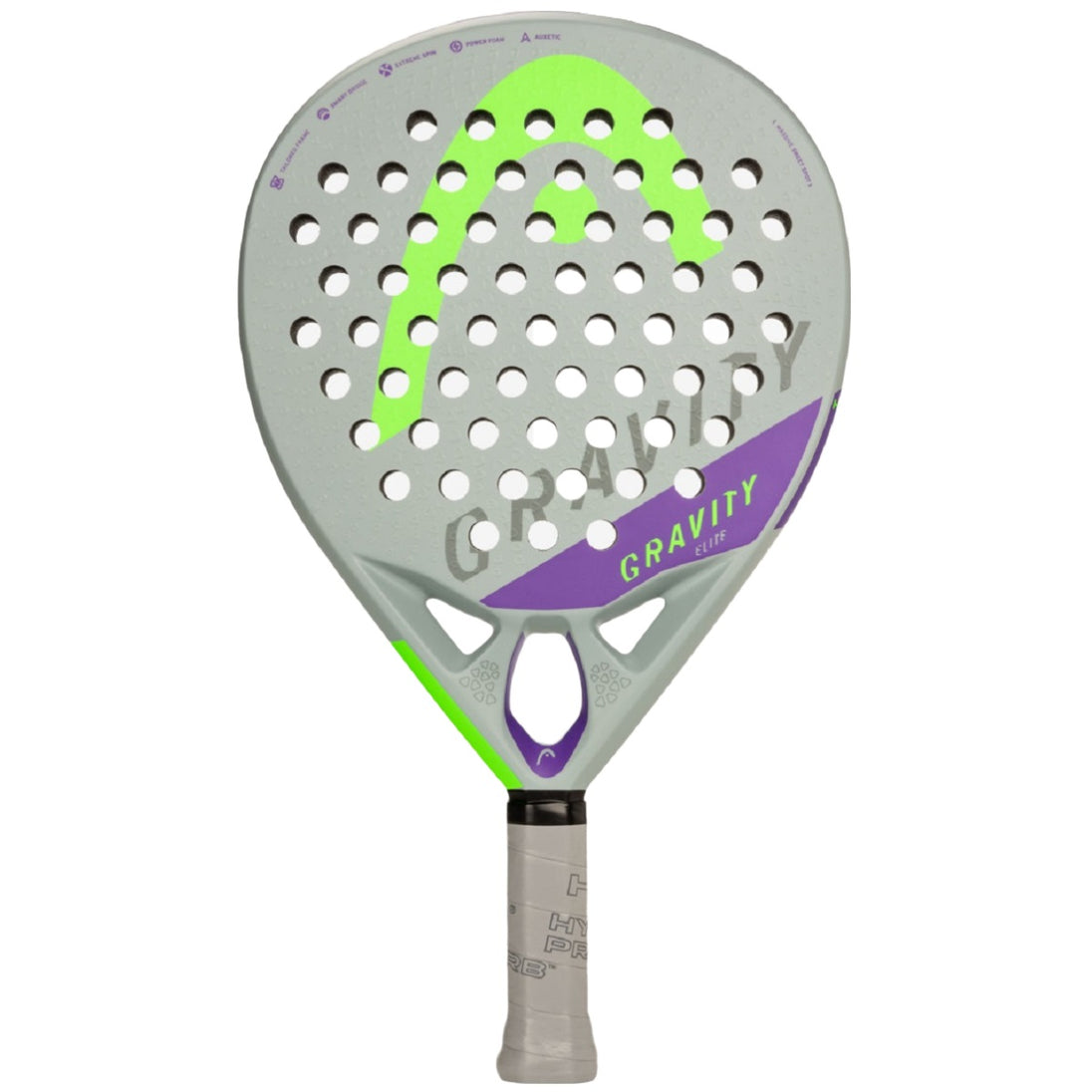 Vs. Green Racket Head Gravity Elite Padel Racket (Grey/Green/Purple)