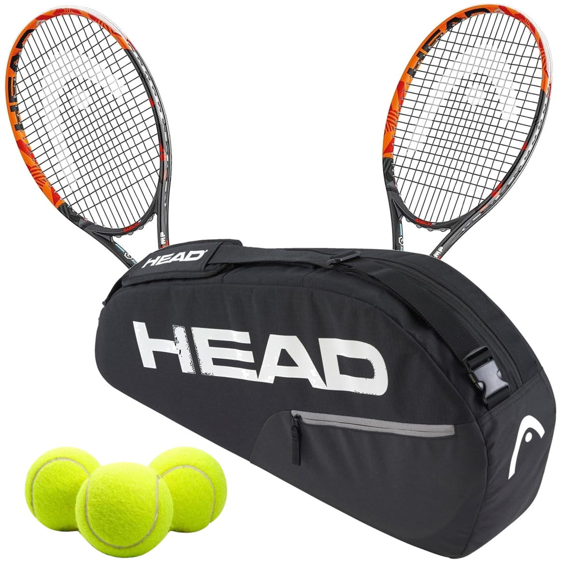 230216-x2-261225-Balls-BNDL Head Graphene XT Radical MP Tennis Doubles Player Pack - 2 Racquets, 1 Bag & 3 Balls