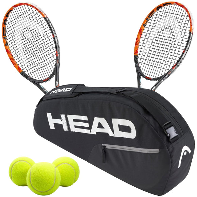 230216-x2-261225-Balls-BNDL Head Graphene XT Radical MP Tennis Doubles Player Pack - 2 Racquets, 1 Bag & 3 Balls