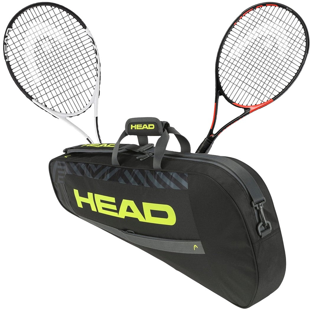 Head Geo Speed + Ti. Radical Elite Tennis Racquet Doubles Bundle w a Head Base Tennis Bag