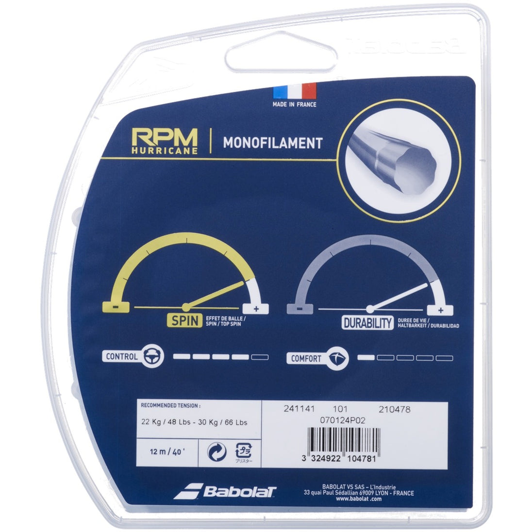 241141-113-17 Babolat RPM Hurricane 17g Tennis String (Set)