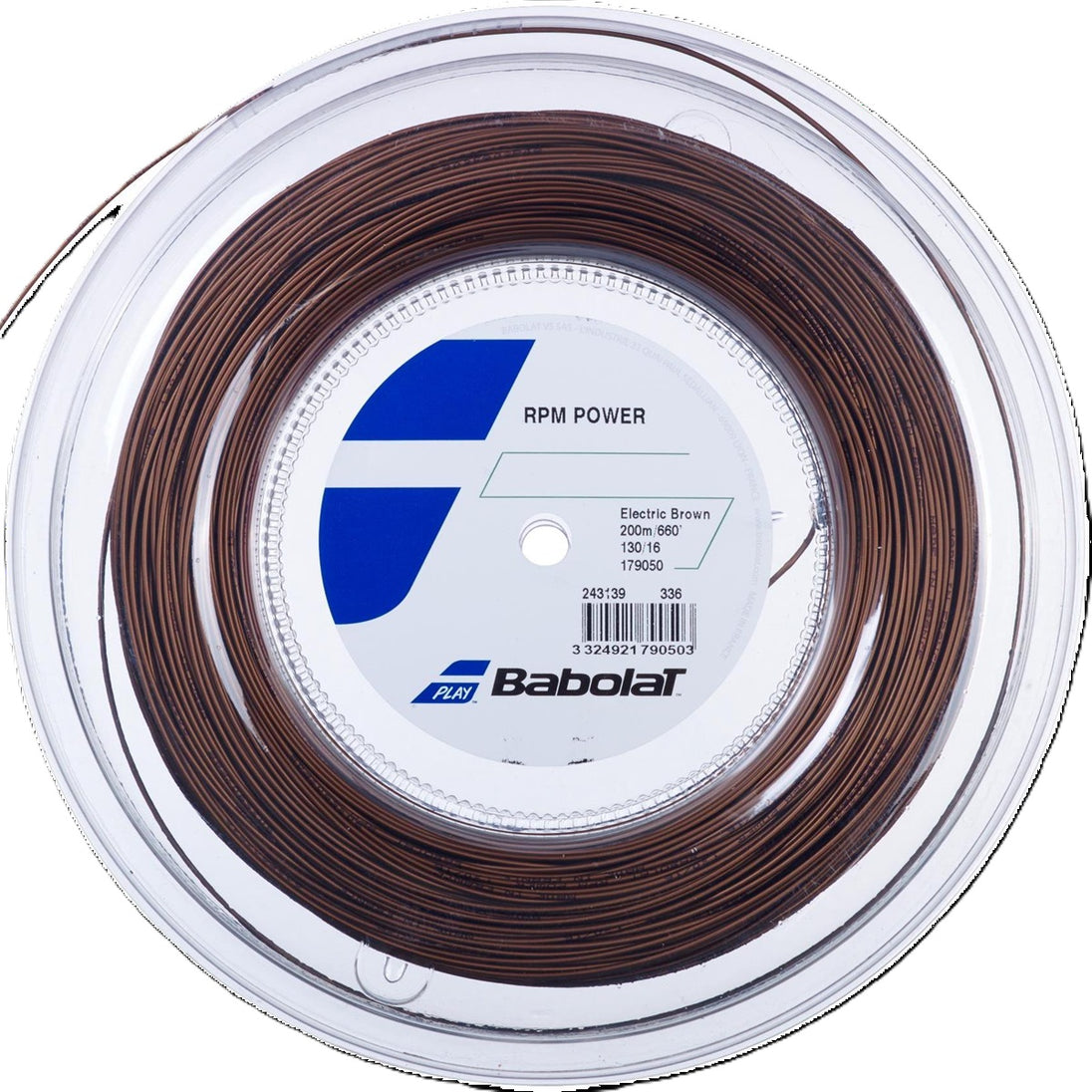 243139-336-17g  Babolat RPM Power 17g Tennis String (Reel) - Electric Brown 
