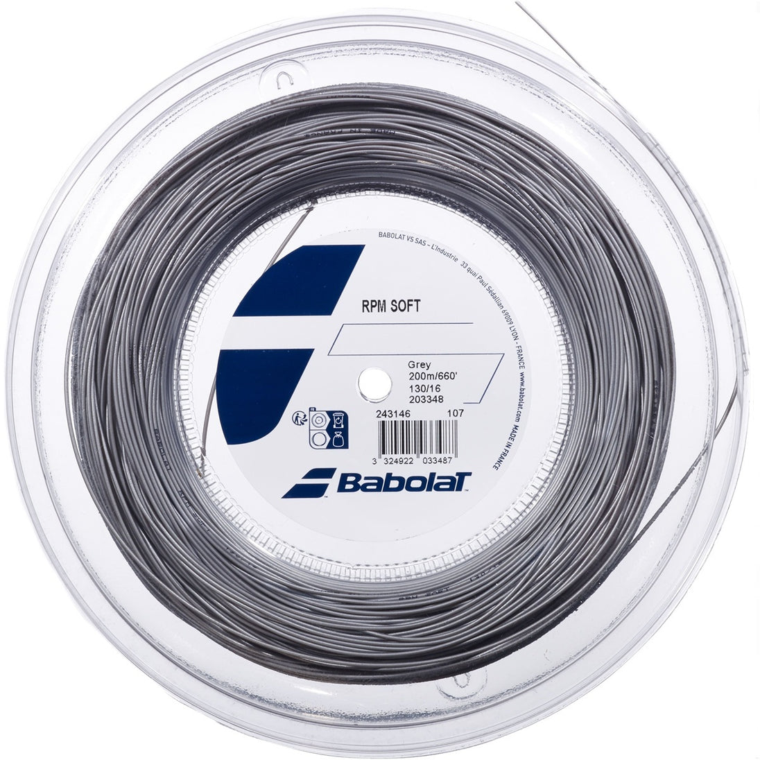 243146-17-Grey Babolat RPM Soft 17g Tennis String (Reel)