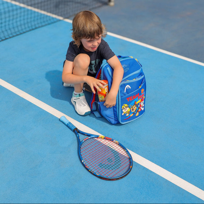 HeadPawJRBl-262605-Ball-BNDL Head Paw Patrol Junior Tennis Bundle (Blue) - 1 Racquet, 1 Backpack & 3 Balls