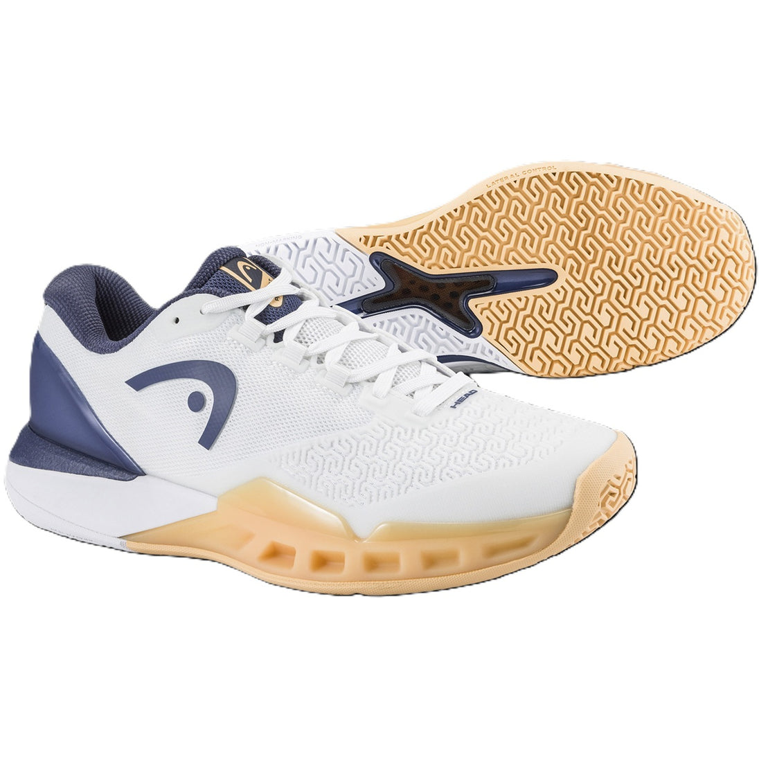Head Women's Revolt Pro 5 Tennis Shoes (White/Apricot) - right view and sole