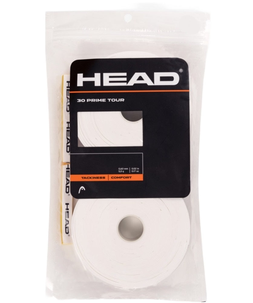 285641 Head Prime Tour Tennis Racquet Overgrip 30 Pack (White)