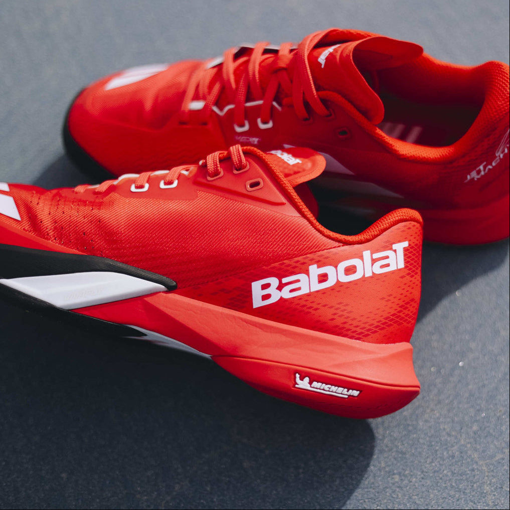 Babolat Men's Jet Mach 4 All Court Tennis Shoes (Cherry Tomato/White)