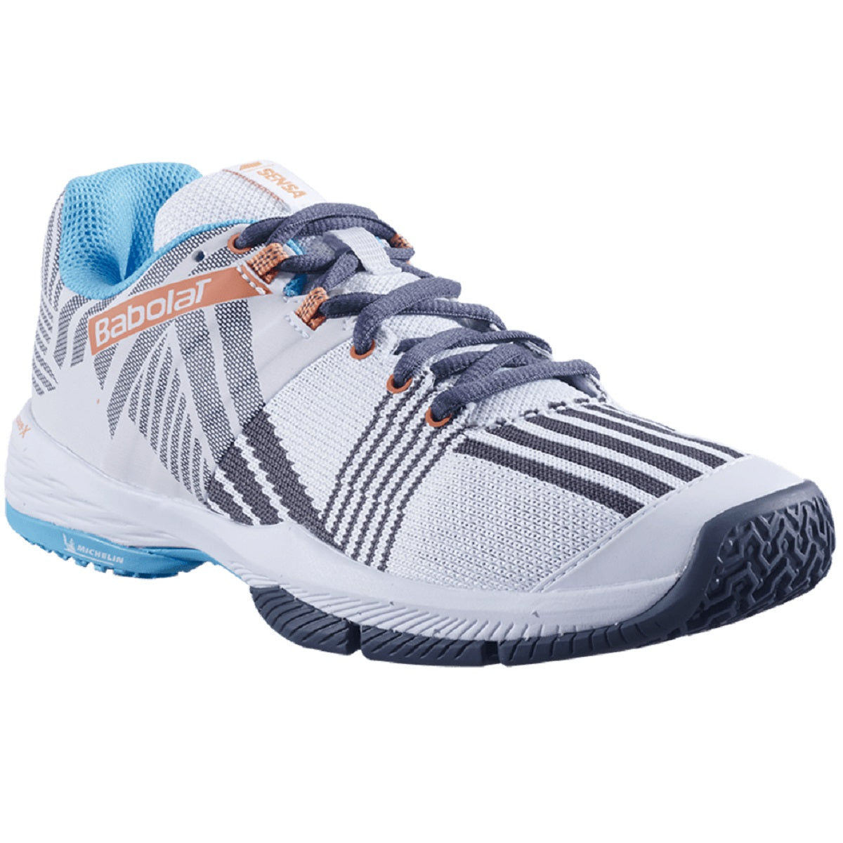 31S23757-1085 Babolat Women's Sensa Padel Shoes (White/Canyon Sunset) - Right