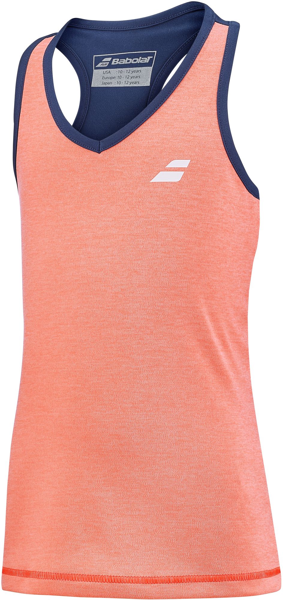 3GTD071-5053 Babolat Girl's Play Tennis Tank Top (Fluo Strike/Estate Blue)
