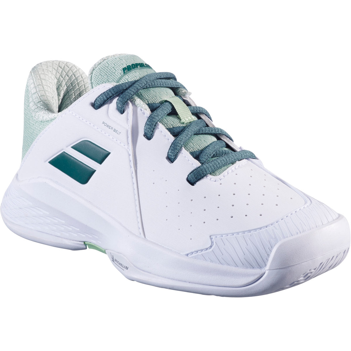 3K2S25A553-1071 Babolat Junior Propulse 3 All Court Wimbledon Tennis Shoes (White/Dark Green)