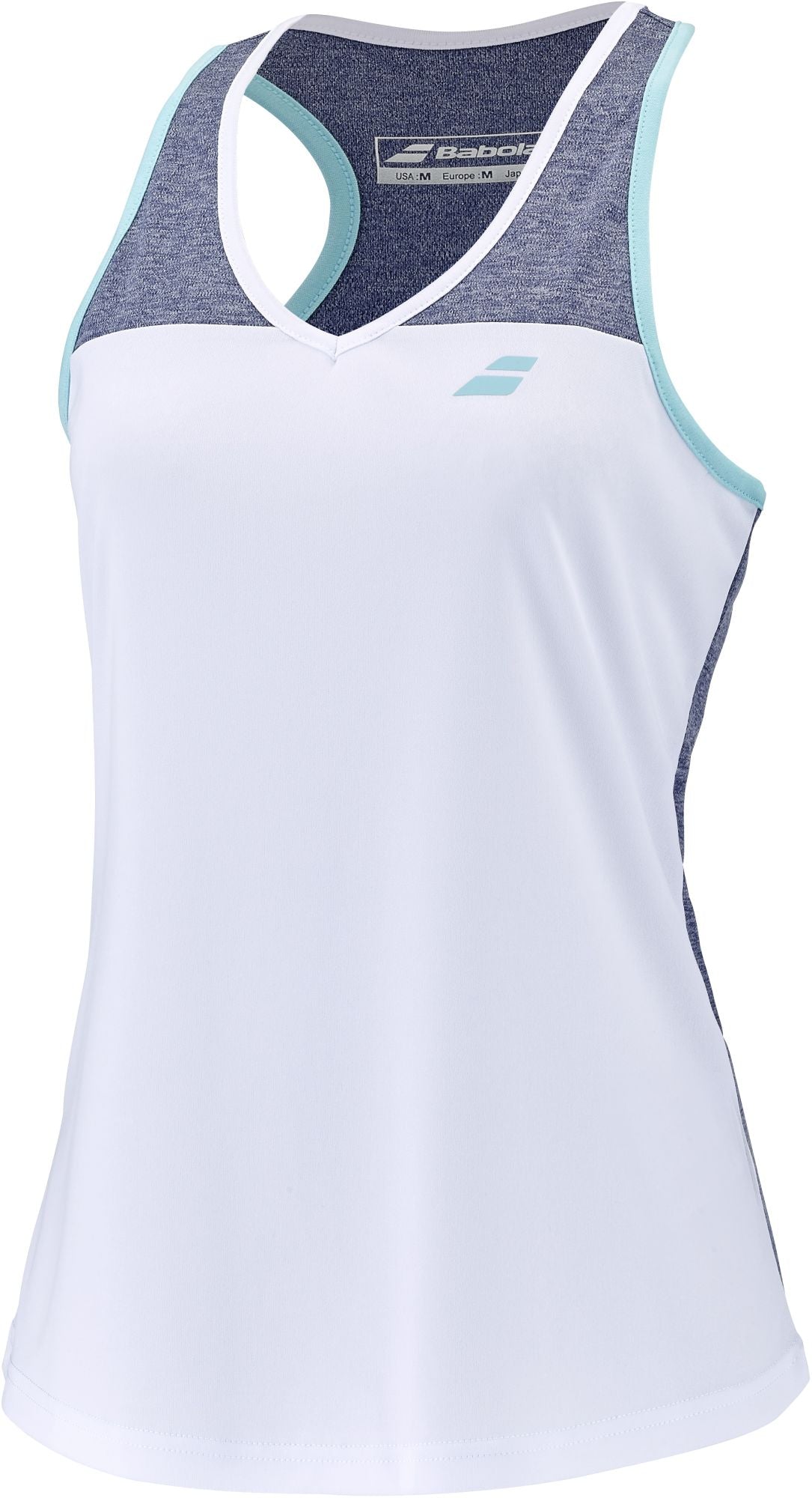 3WTE071-1079 Babolat Women's Play Tennis Tank Top (White/Blue Heather)
