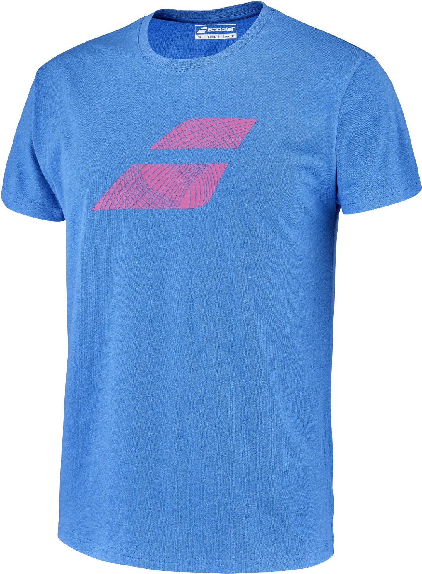 4MS23442-4107 Babolat Men's Exercise Big Flag Crew Neck Tennis Training Tee (French Blue Heather)
