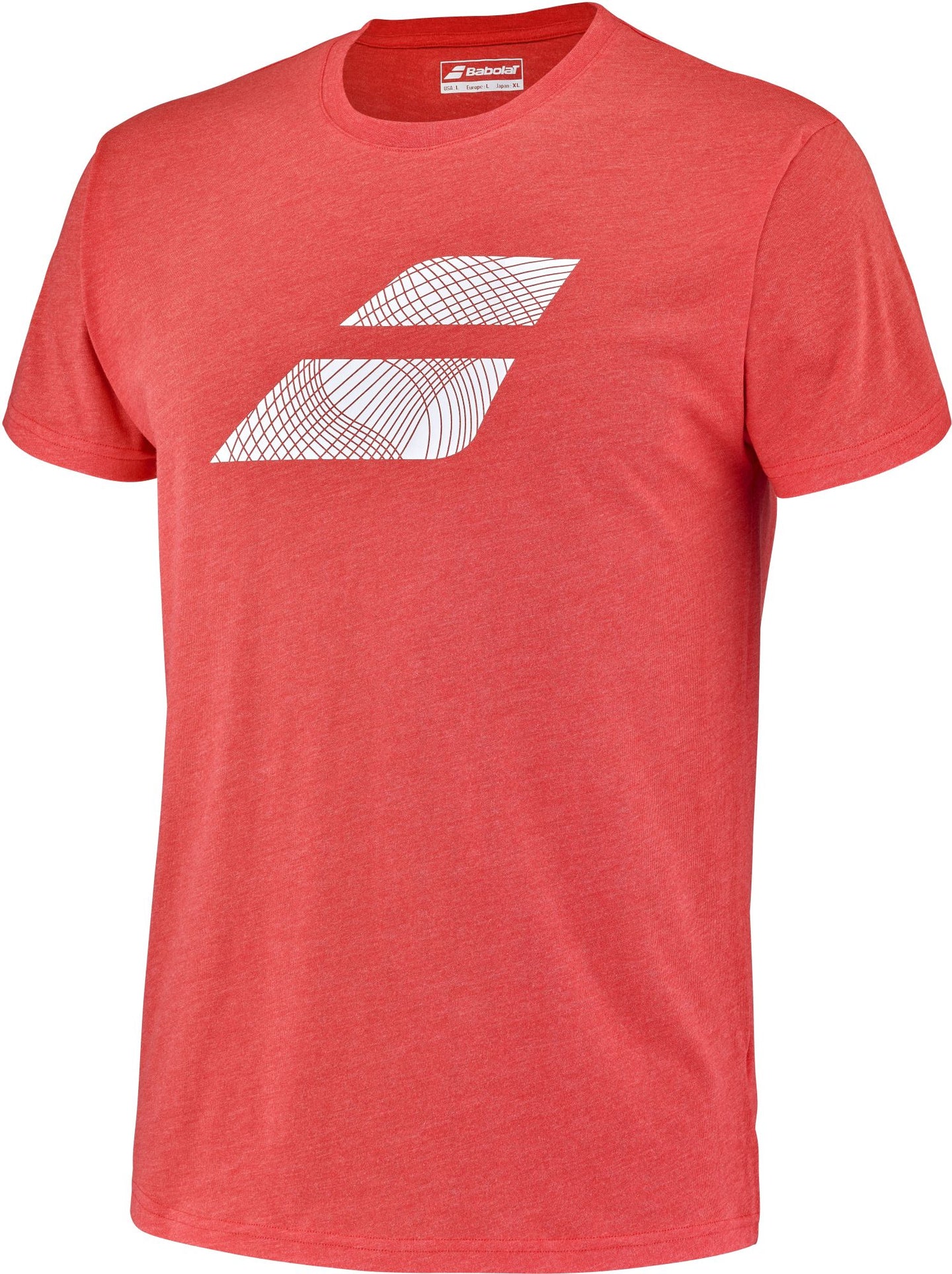 4MS23442-5054 Babolat Men's Exercise Big Flag Crew Neck Tennis Training Tee (Poppy Red Heather)