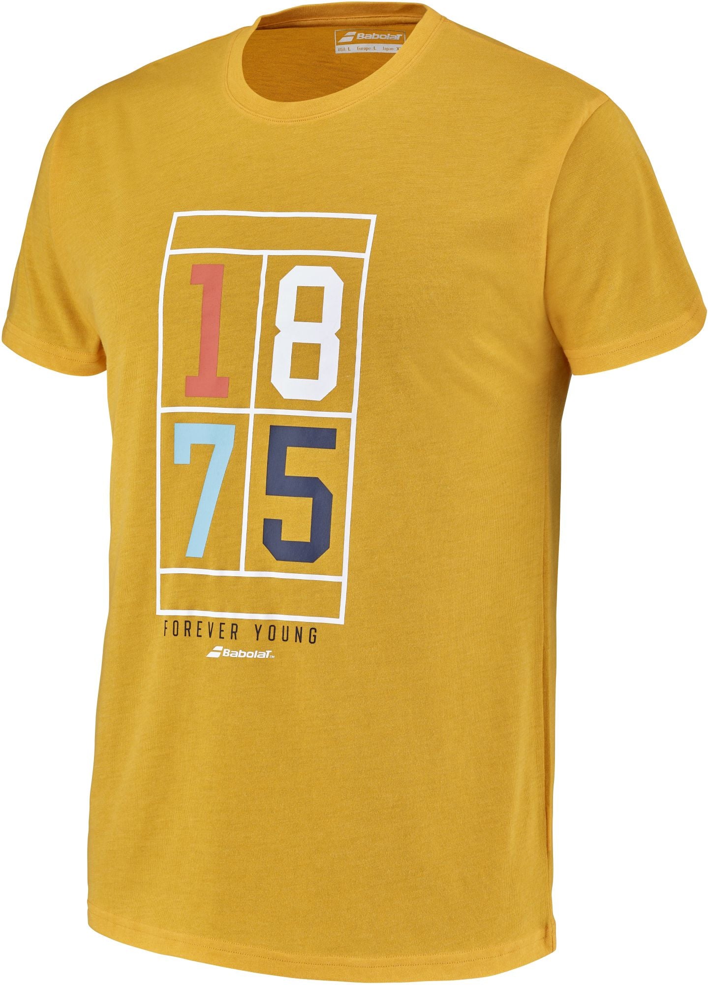 4MS23443-6016 Babolat Men's Exercise Vintage Crew Neck Tennis Tee (Saffron Heather)