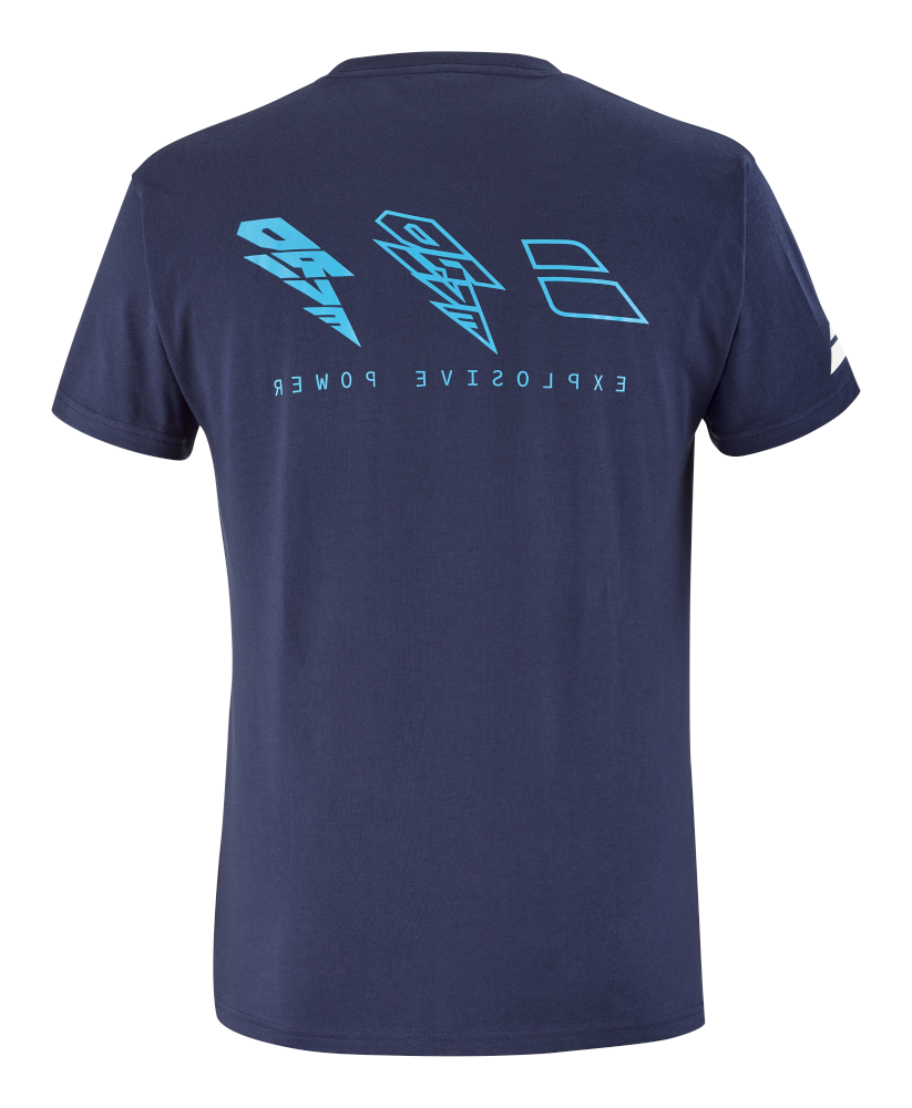4US21441X-4086 Babolat Men's Drive Cotton Tennis Tee (Drive Blue)